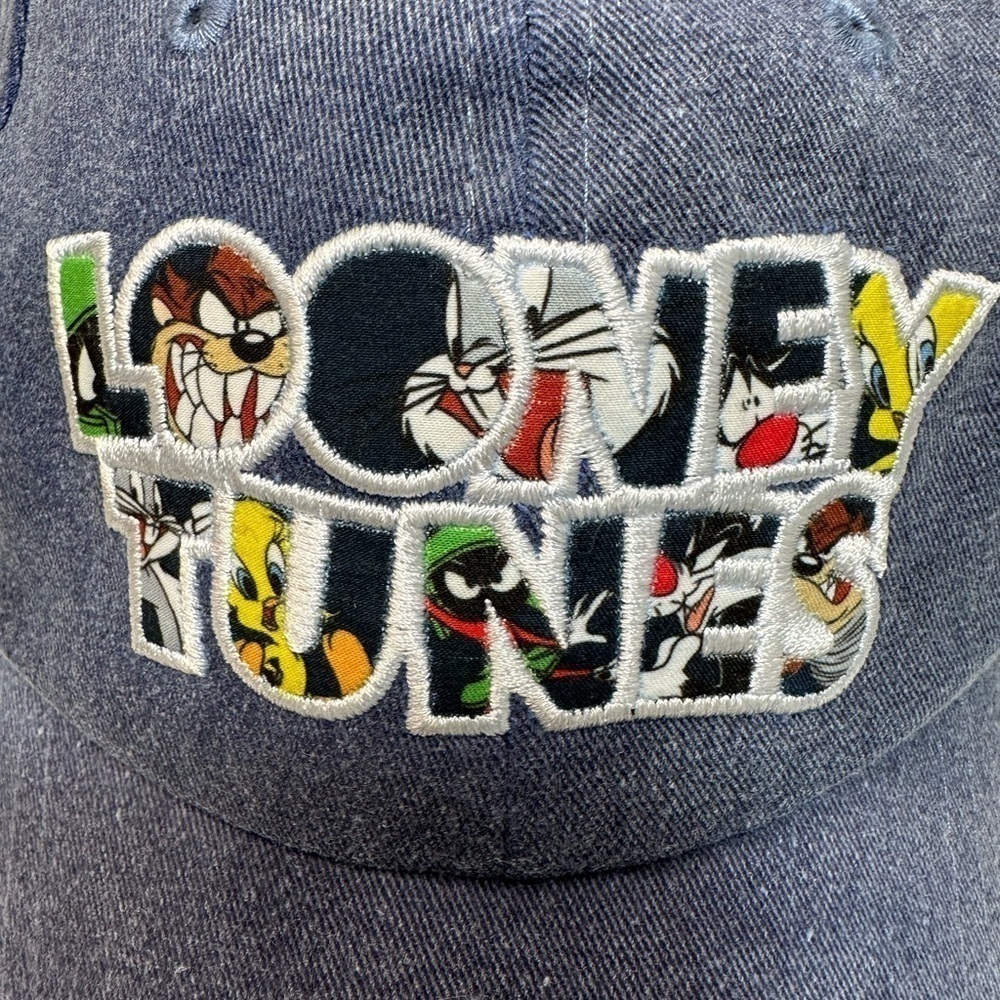 Looney Tunes Cap Hat Embroidered Six Flags Blue Adjustable Snap Cotton Canvas - Picture 2 of 6